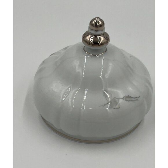 Hutschenreuther Sylvia Round Butter Covered Dish Set Grey Rose German Porcelain - Picture 6 of 8